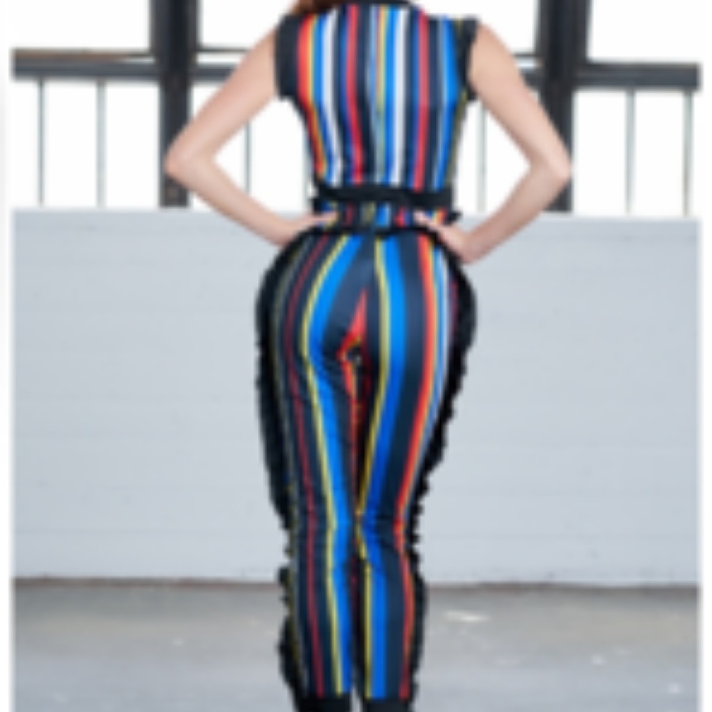 Colorful Ruffled Mesh Sleeves Jumper - Picture 4 of 5